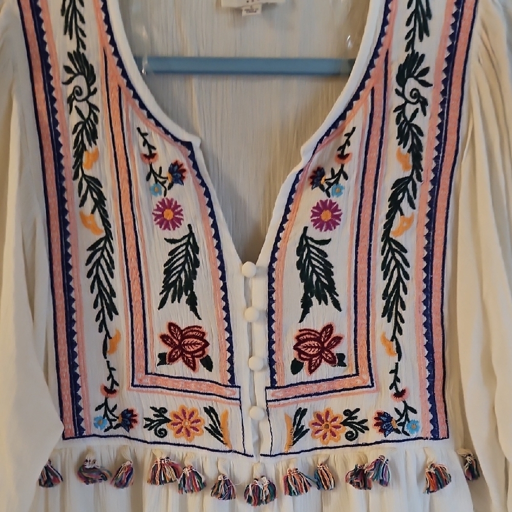 Umgee (Vintage) Cream Embroidered Dress L - Picture 3 of 5